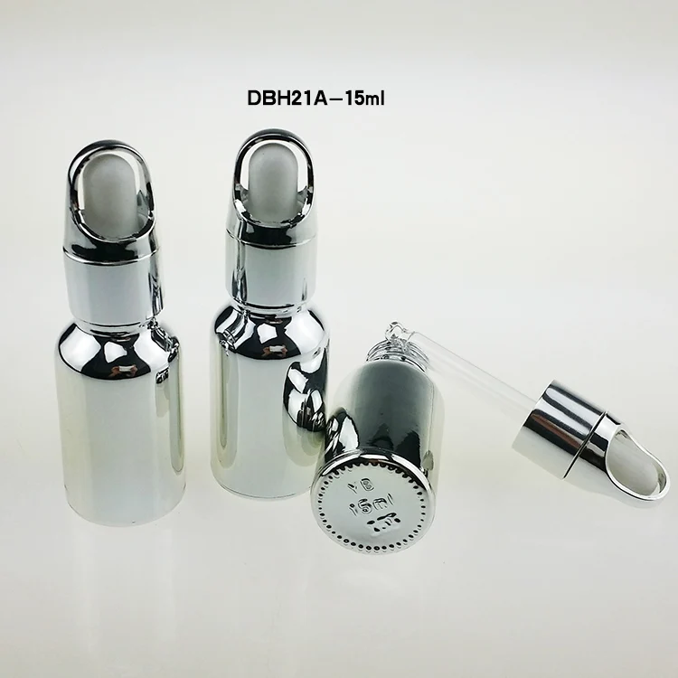 

wholesale 100pcs silver basket lid 15ml essence small glass dropp bottle bulk, 0.5 oz glass dropper container for essential oils