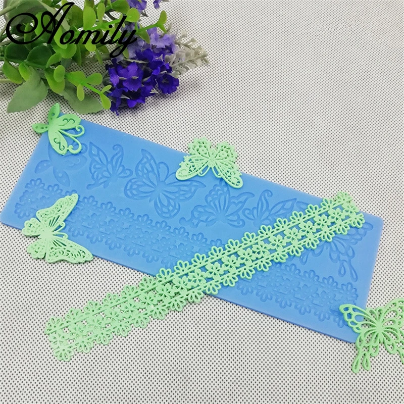 Aomily Butterflies Lace Silicone Mat Pad Lace Cake Fondant Mold Butterfly Mousse Cake Kitchen DIY Baking Decorating Bakeware