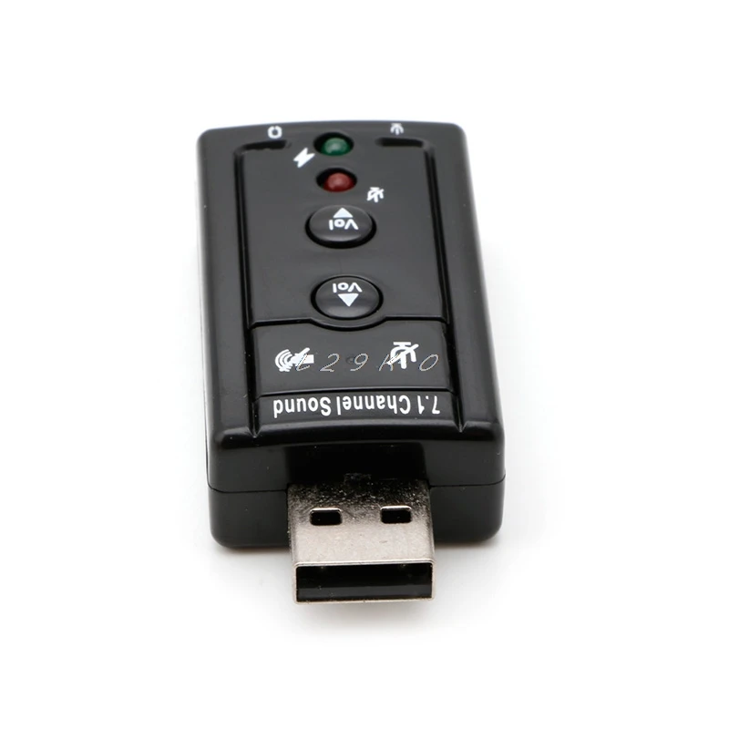 USB2.0 External 7.1 Channel 3D Virtual Audio Sound Card Adapter PC Laptop Black