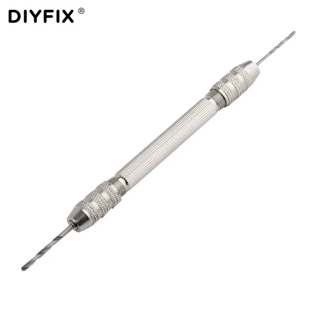 DIYFIX-Juego de brocas giratorias, kit de herramientas rotativas de perforación de carpintería, Mini Micro taladro manual de aleación de aluminio con mandril sin llave, 10 Uds.