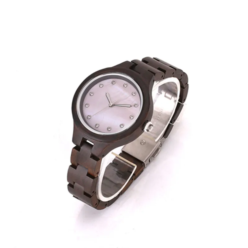 2018 Newest Full Women Wooden Watch With Fashion Shell surface Simple Clock Japan MIYOTA Movement  For Christmas Gifts