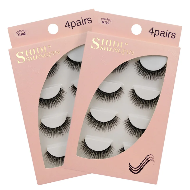 SHIDISHANGPIN 3/4 Pairs Cruelty-Free 3D Mink False Lashes Natural Long Wispy Reusable Thick Cils Makeup Fake Eyelashes