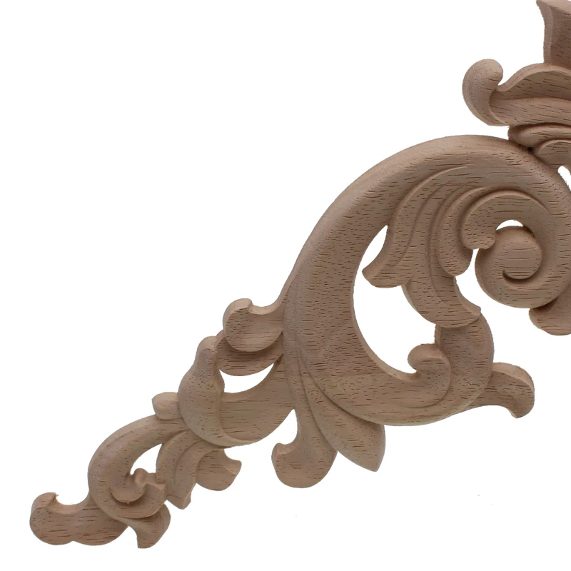 VZLX Wood Carved Onlay Appliques Carpenter Frame Decal Furniture Decoration Wooden Crafts Decorative Flower Ornament