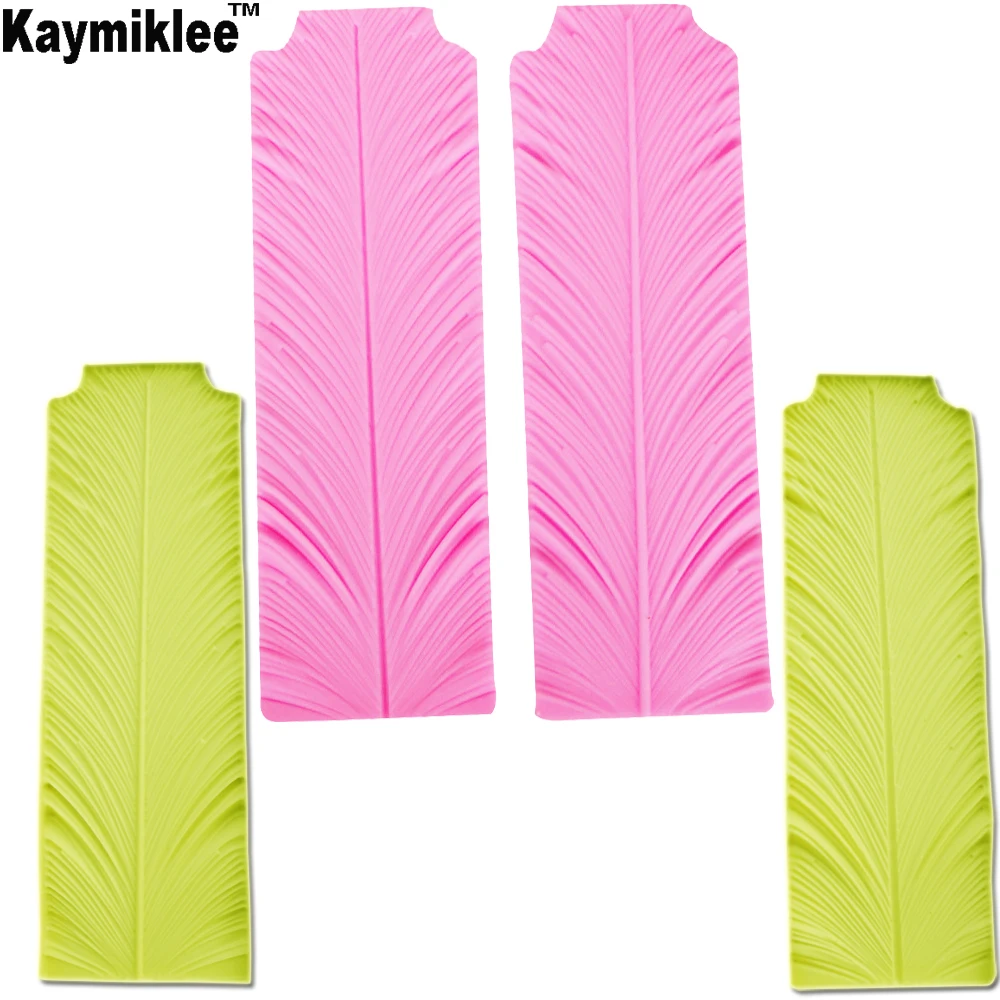 M427 Leaf Feather Peacock Silicone Mold Fondant Cake DIY SugarChocolate Candy Cake  Border Decorating Tools 19.6*6.3*0.7CM