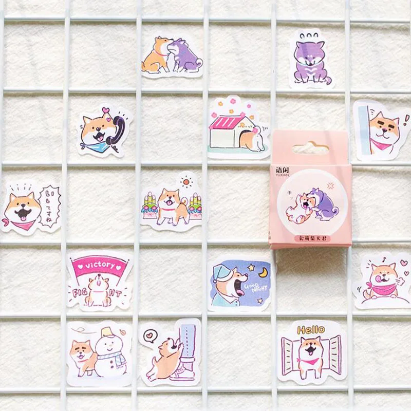 

45Pcs/set Kawaii Dog Travel Log Sticker Creativa DIY Scrapbook Diary Notebook Stick Pattern Office School Supplies Stationery