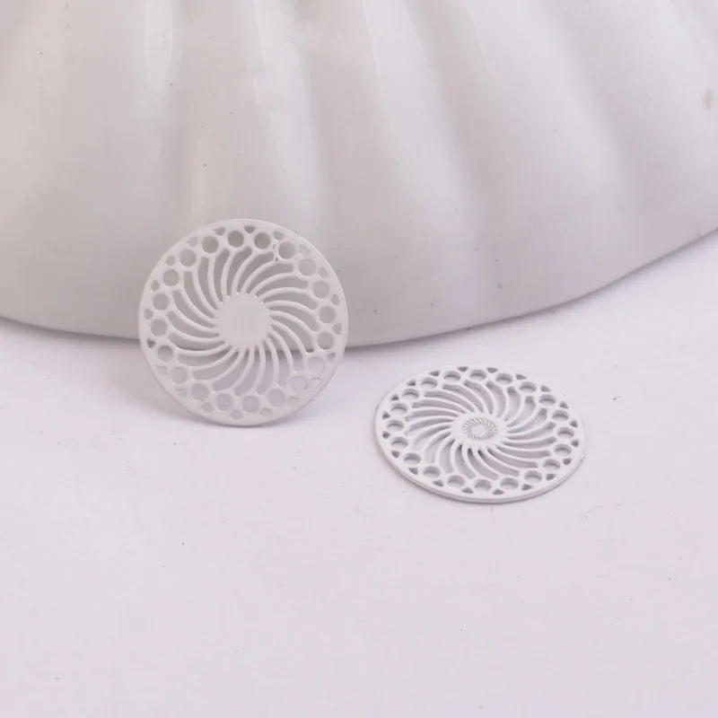 100 Stück AC1339 14mm Runder Verbinder Silberbeschichtet Kaleidoskop-Charm Halskette Ohrring Kleiner Runder Anhänger – Detail 6