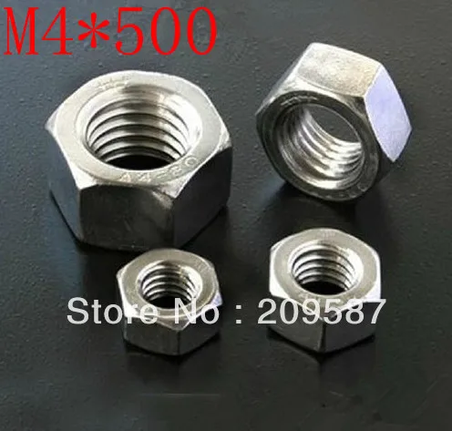 

500pcs Metric Thread M4 304 Stainless Steel Hex Head Nuts Screw Nuts Hex Nuts