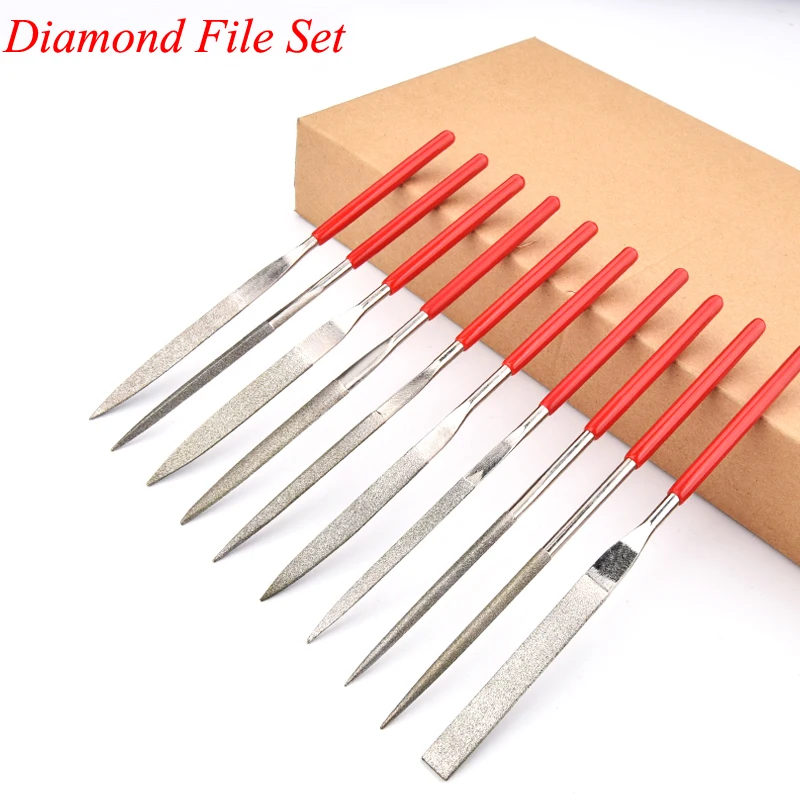 10in1 Mini Needle File Set Diamond Coated 160mm Ceramic Glass Gem Stone Hobbies Crafts Tool Needle Filer LJQ2000S