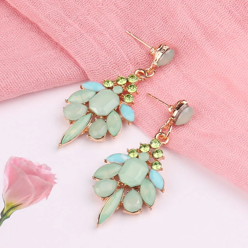 Colorful Crystal Stone Dangle Earrings Imitation Pearl Anti Copper Deer Drop Earrings Characteristic Women Jewelry 2019