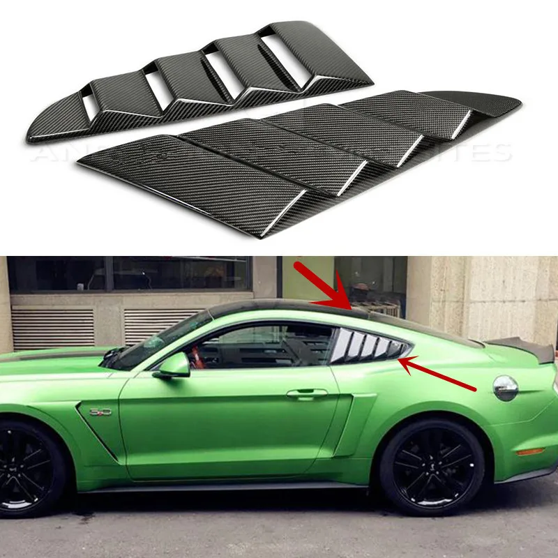 

BBQ@FUKA Fit For Ford Mustang 2/SET Carbon Fiber Auto Car Side Window Air Vent intake Trims Sticker 2015 2016 2017