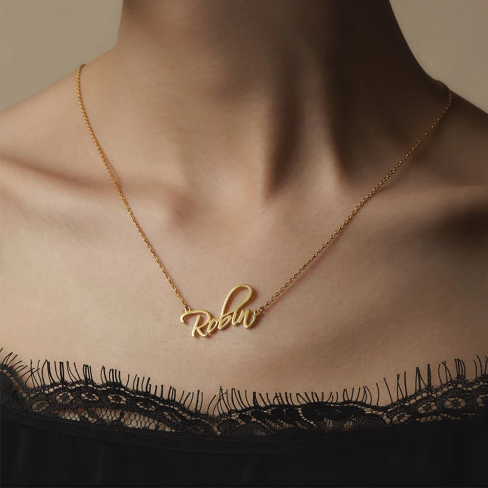 Lateefah Name Necklace Gold Color Stainless Steel Personality Custom Necklaces Custom Necklace Personalized Name Letter Pendant