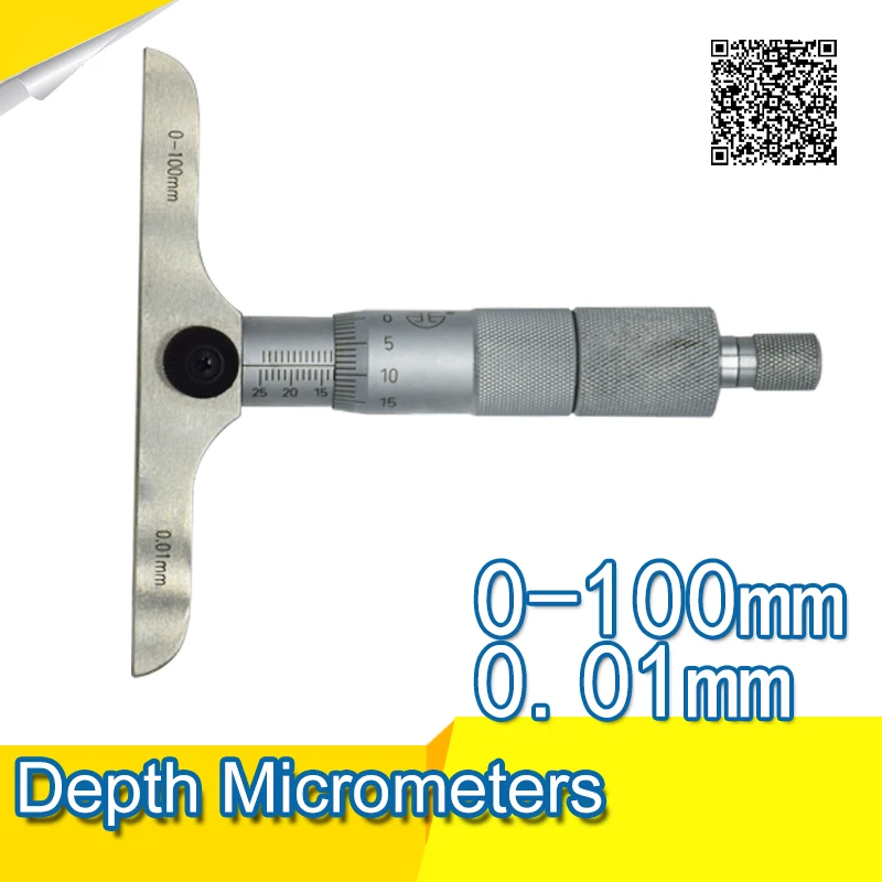 XIBEI Depth Micrometer 0-25 0-50 0-100 0-150 0-200 0-300mm 0.01 Ratchet Stainless Steel Calipers Measuring Tools Flat measuring