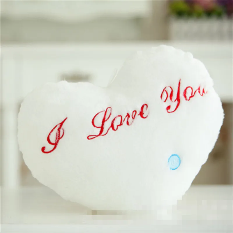 Oreiller en peluche Kawaii pour enfants, changement de document, lumière LED, oreiller mignon, doux, en forme d'amour, beurre, veilleuse, jouets, 36x33cm, 1 pièce