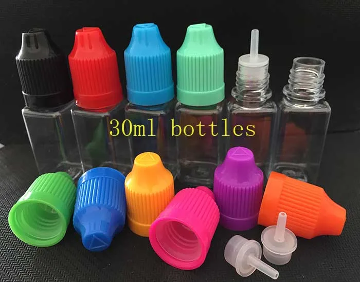 500pcs Square Bottle Essential Oil 30ml empty Bottle Plastic Dropper E liquid Bottle With Childproof Safety Cap For Ecig