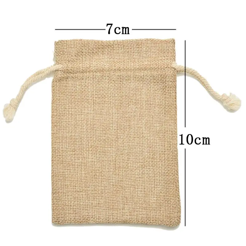 DIY Handmade Burlap Jute Drawstring Bags for Christmas Gift Candy Storage/ Wedding Decor/Soap 7x10cm