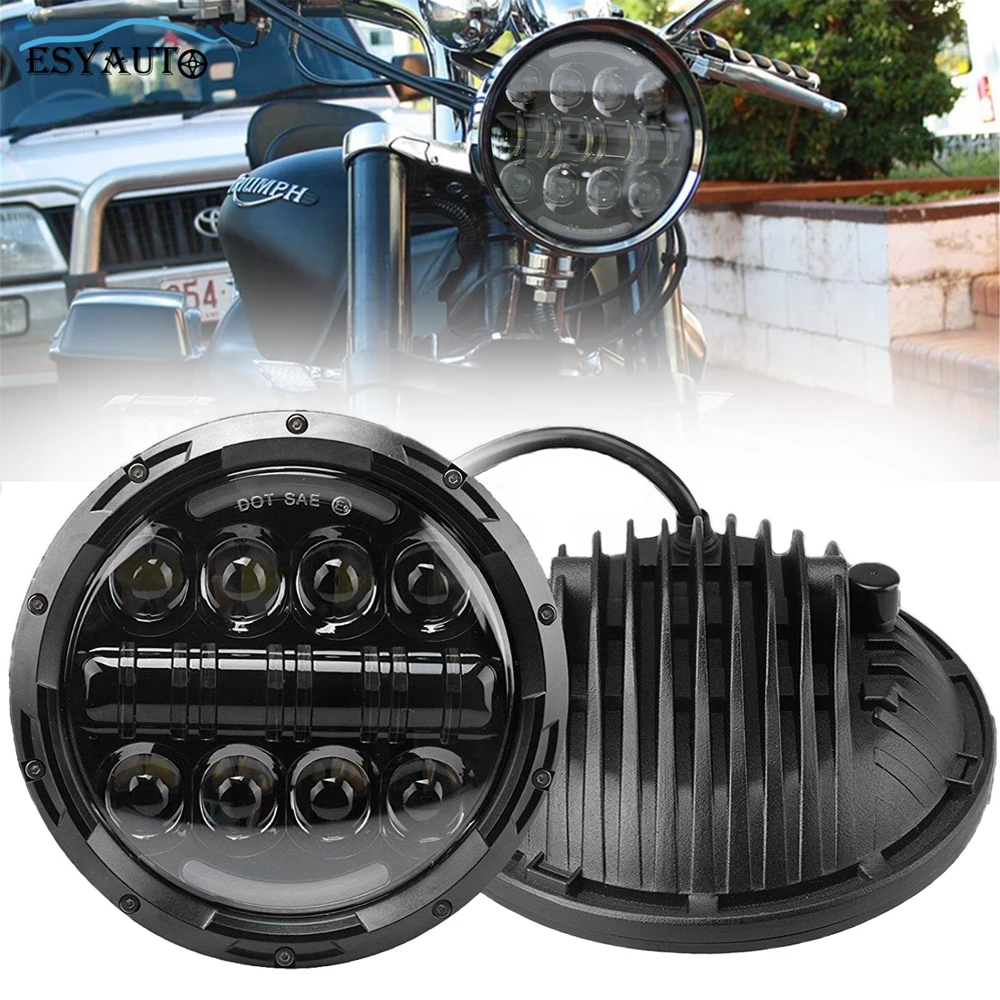 7 inch LED Headlight 80W with Amber Signal Halo DRL Halo Angle Eyes Ring Car Light for 1 PCS