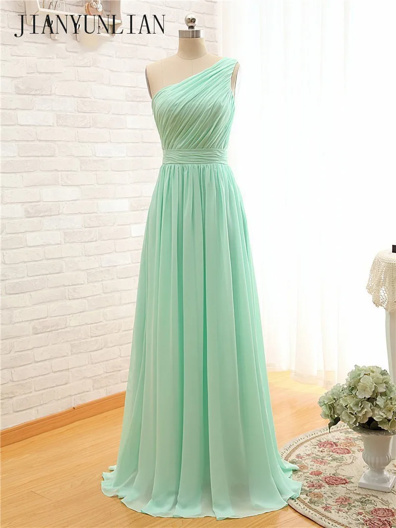 Hot Sale Chiffon Halter Styles Many Color A Line Simple Girls Coral Mint Green Bridesmaid Dresses Long for Wedding Party