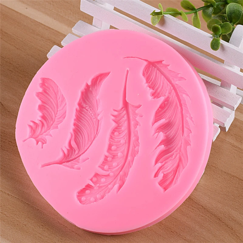 Almofada de silicone de pena aomily, tapete realista de pena com renda, molde de fondant e borboleta, para decoração de bolo e cozinha