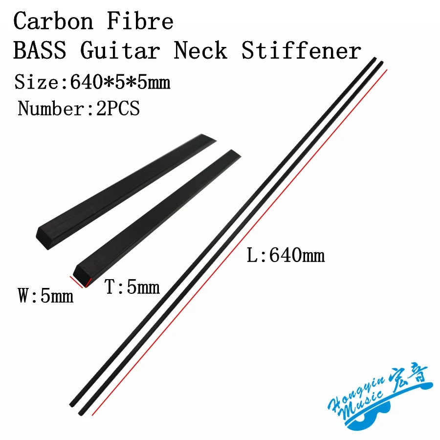 2 Stück 460/640mm Carbonfaser-Bassgitarren-Halsversteifung Gitarren-Trussrohr Hochwertiger Einstellhebel Gitarrenzubehör40 – Detail 4