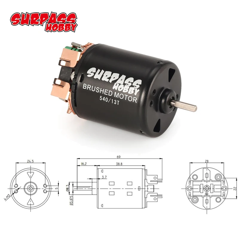 SURPASS HOBBY 540 13T 17T 21T 23T 27T 35T 45T 55T 80T Brushed Motor with 60A ESC 5V/2A BEC for 1/10 RC Off-road Racing Car Truck