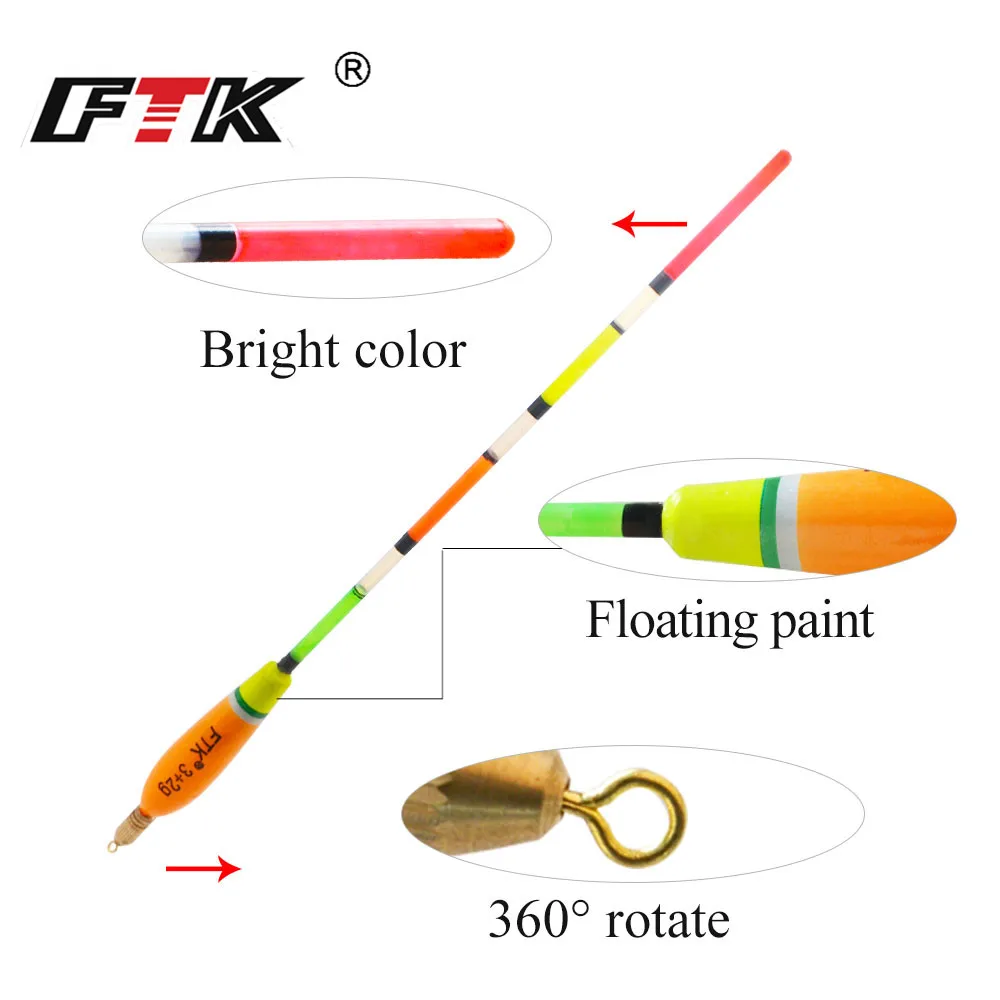 FTK 5pcs/lot Floatage 3+2g 4+2g 5+2g 6+2g Mixed Color Barguzinsky Fir Float Vertical Pesca For Carp Fishing Float Fishing Tackle