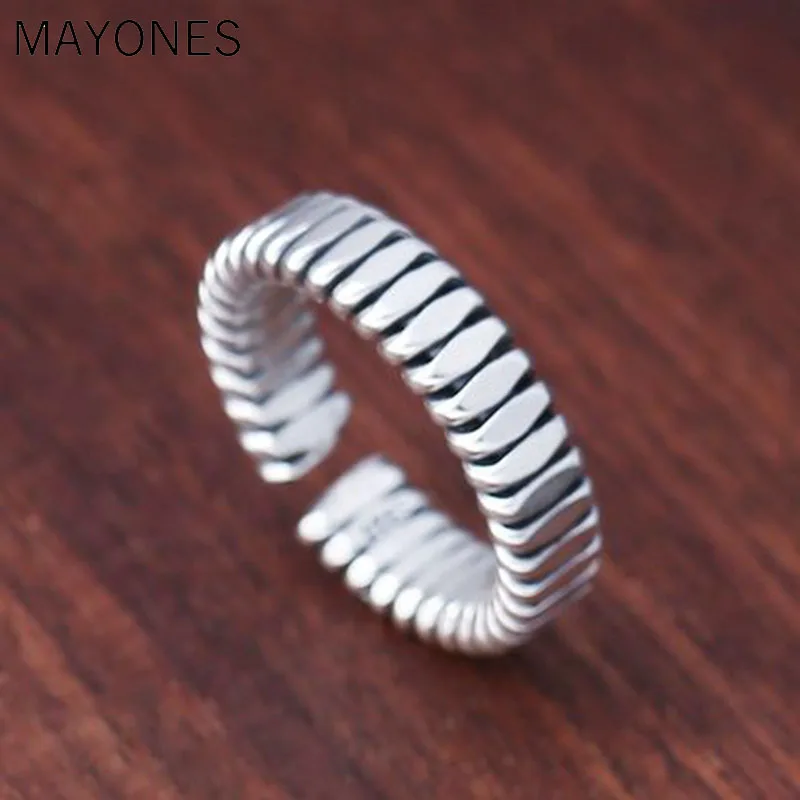 925 silver male and female couple hand-woven ring Thai silver retro opening adjustable ring bands jewelry