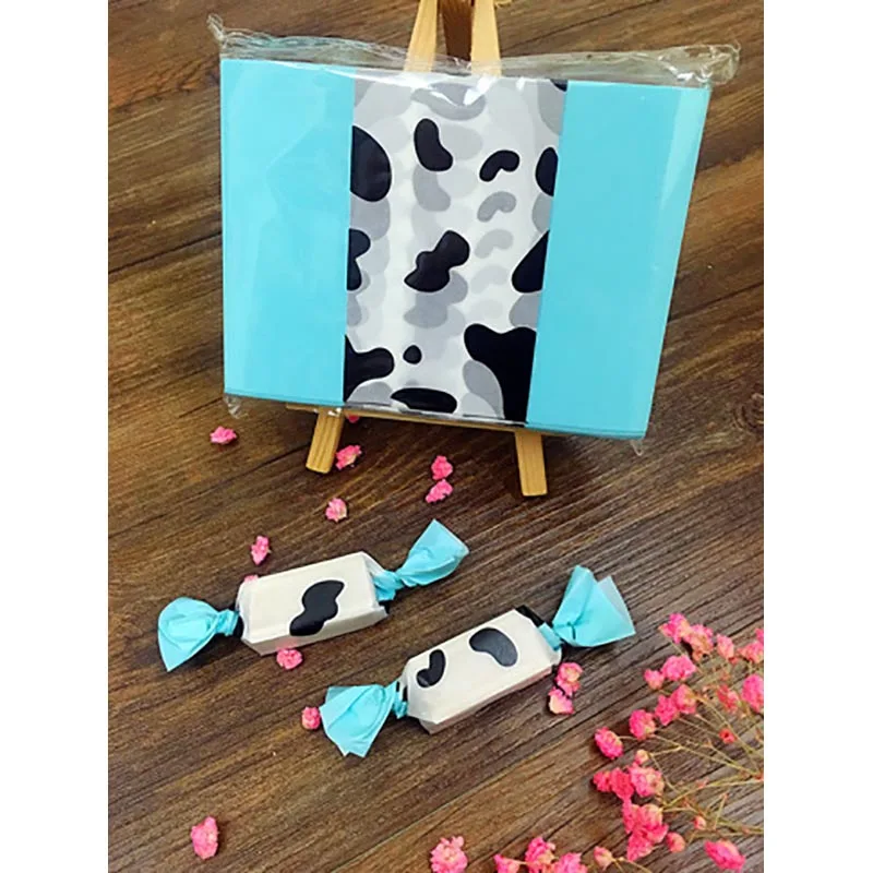 50Pcs Kawaii Cow Pattern Nougat Wrapping Paper Cute Handmade Candy Packing Bags Gift Wrappers Oil Paper For Wedding Party Decor