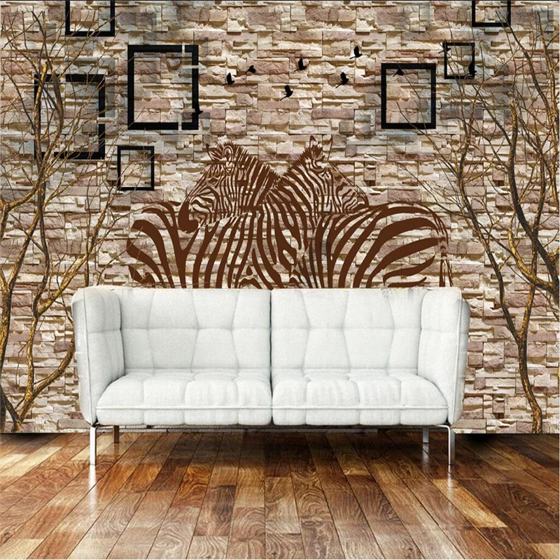 

beibehang Wallpaper Mural Wall Sticker Nostalgic Retro Decoration TV Background Wall View papel de parede 3d para sala atacad