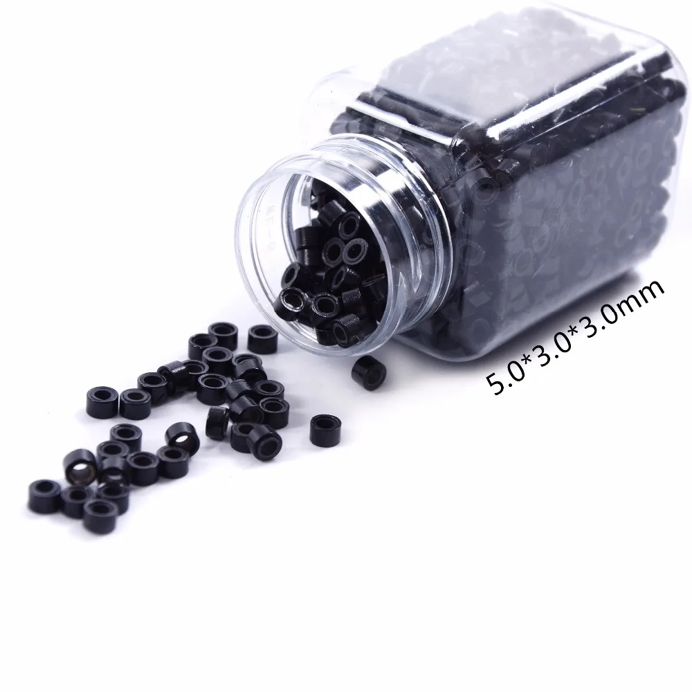 1000 個 5 ミリメートルシリコン裏地マイクロリンクリングビーズヘアフェザーエクステンション 9 色オプション