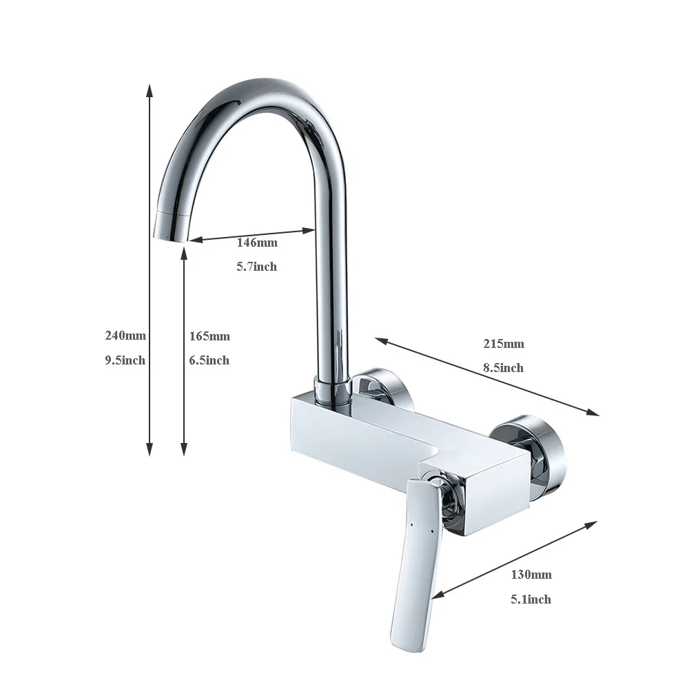 

kitchen Wall mounted rotated mix faucets basin chrome brass single handle faucet basin accessories sink mixer taps