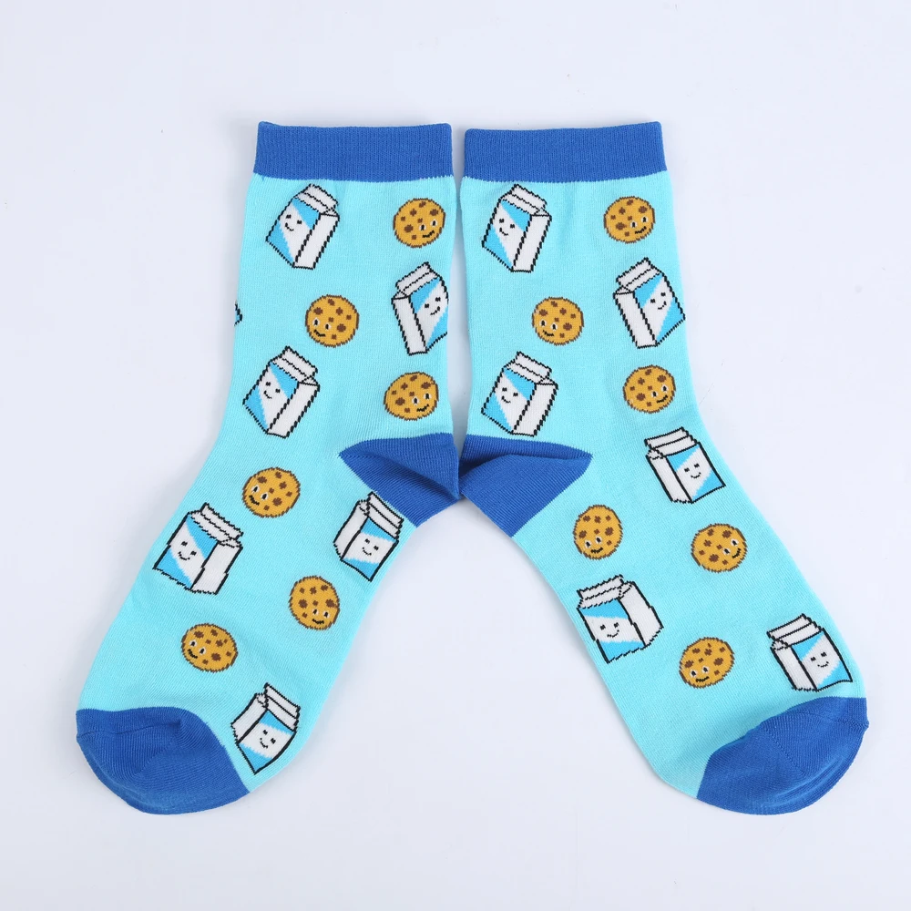 Modeager Brand Kawaii Milk Box Cookies Patterned Funny Women Female Socks Korea Style lovely Cotton Short Socks for ladies