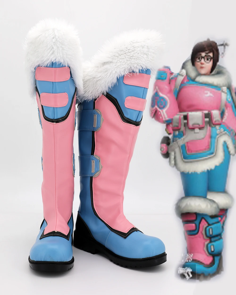 

OW Mei Pink Boots Cosplay Game OW Mei Cosplay Shoes Pink Blue Boots Custom Made Any Size