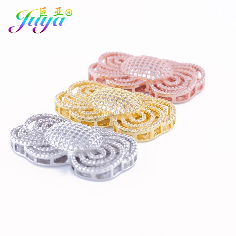 Micro Pave Zircon Hollow Flower Connectors Accessories For Women Pearls Necklace Bracelets DIY Making