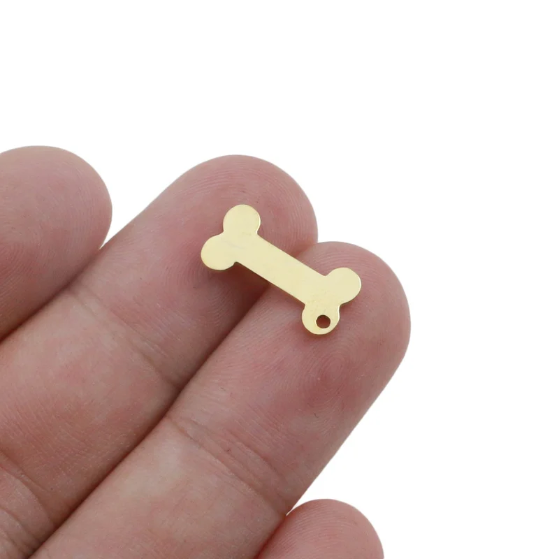 Aiovlo 10pc/lot Charms Dog Bone 8.5x16mm Stainless Steel Plated Pendants Gold Jewelry Making DIY Earring Necklace Handmade Craft
