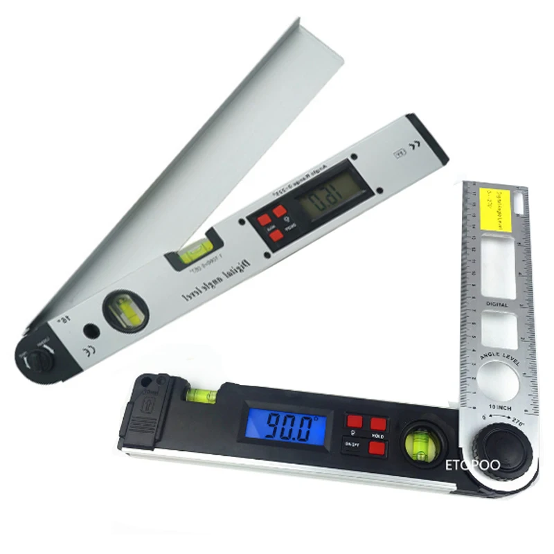 400mm / 250mm Digital Angle Finder Gauge 0-270Degree Protractor Ruler Miltre Angle Finder meter Spirit Level Back-Light