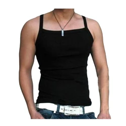 Ropa interior sexy para hombre, Chaleco Ajustado de cuello bajo con tirantes finos, camiseta de algodón 100%, ropa de verano