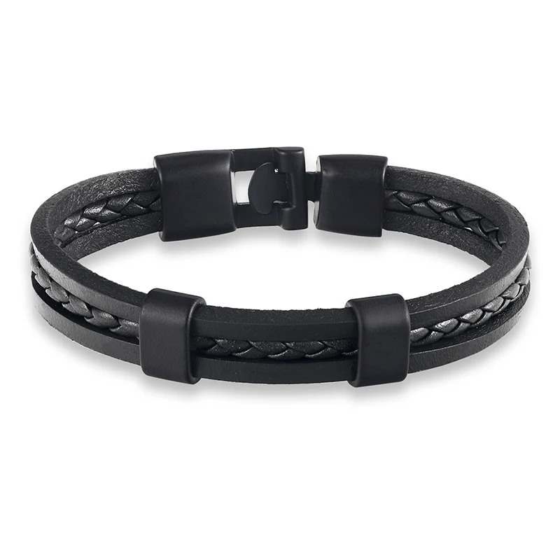 HOT Fashion Black Alloy Men's Bracelet High-Quality Retro Leather Bracelet Men's Brave Knight Bracelet Bracelet  Women