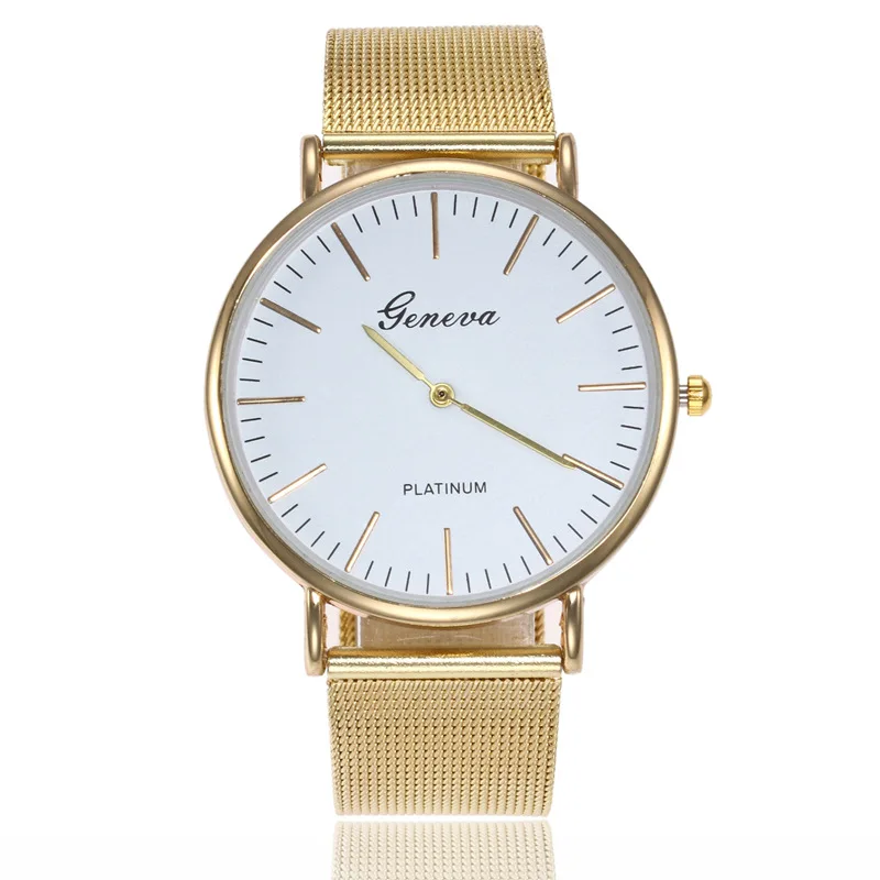 2023 New Brand Geneva Rosy Gold Casual Quartz Watch Women Metal Mesh Stainless Steel Watches Relogio Feminino Ladies Wrist Watch