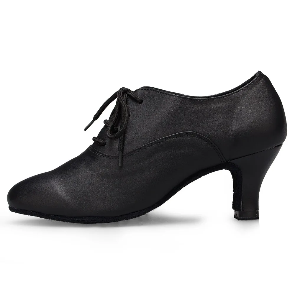 Genuine leather ladies dance shoes Ballroom salsa tango square fashion shoes balck winter and autumn  women shoes JuseDanc