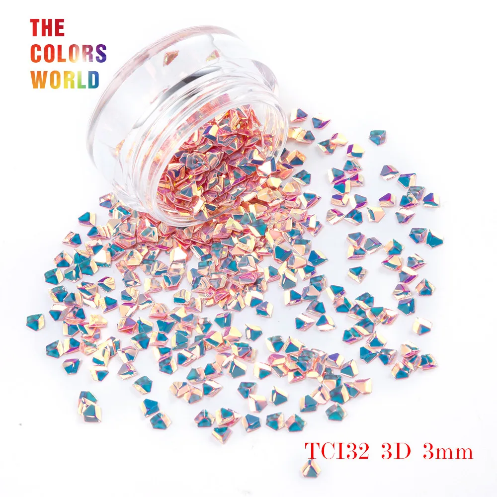 TCT-048  3D Effect 3MM Jewelry Diamond Shape 12 Colors Glitter Nails Glitter Sequins Nail Art Decoration Makeup Facepaint DIY