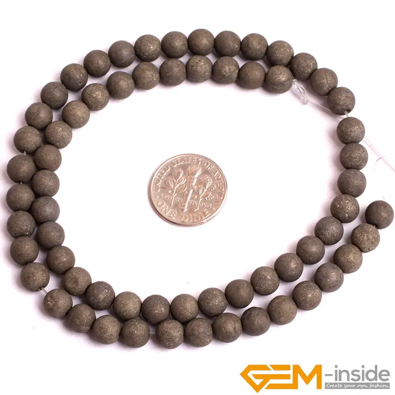 Round Matte Frost Pyrite Stone Beads Natural Stone Beads DIY Loose Bead For Jewelry Making Strand 15 Inches 6mm 8mm 10mm 12mm