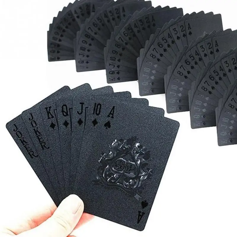 High Quality Plastic Poker Waterproof Black Playing Cards Limited Edition Collection Diamond Poker Cards Creative Gift