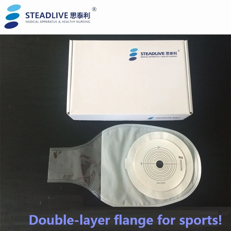 

20pcs/lot~For Sports! Drainable Colostomy Bag with Clip Closure,Two-layer Flange avoid Edge Warping,Stoma Care reuse bag 15-65mm