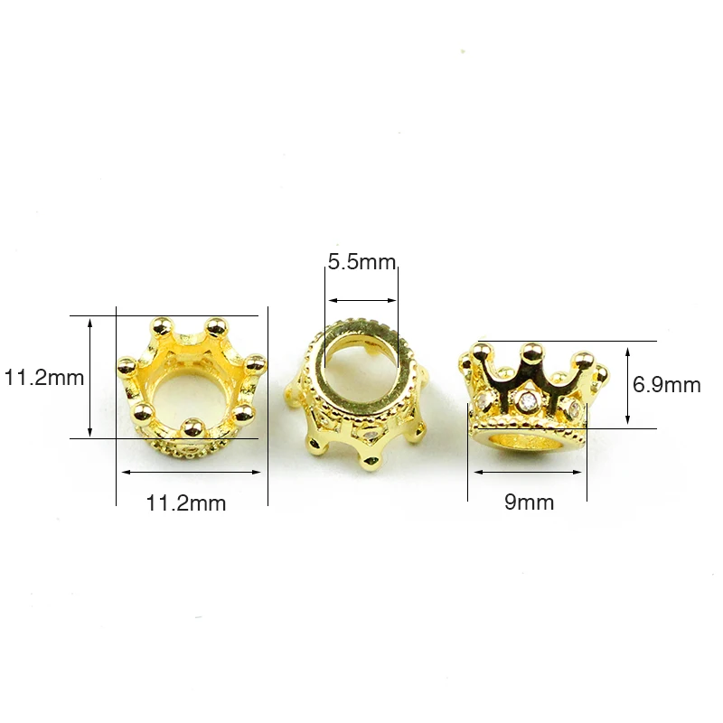 4pcs Imperial Crown Cap Copper Spacer 11*6mm Vintage Charms Rose Gold Color Loose Beads For Jewelry Bracelet Making DIY Findings