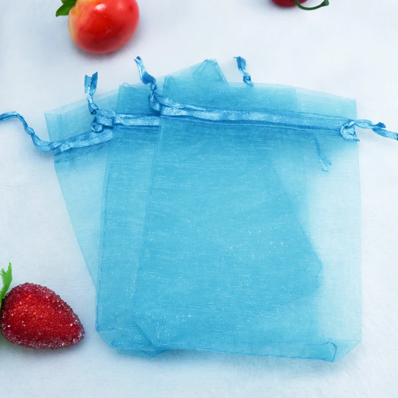 Wholesale 500pcs/lot Lake Blue Color Organza Jewelry Gift Bags 20x30cm Drawstring Bags Wedding Candy Bags& Pouch Free Shipping