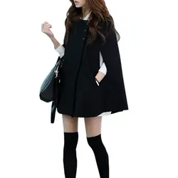 Women's Cape Batwing Wool Poncho Jacket Winter Warm Cloak Coat