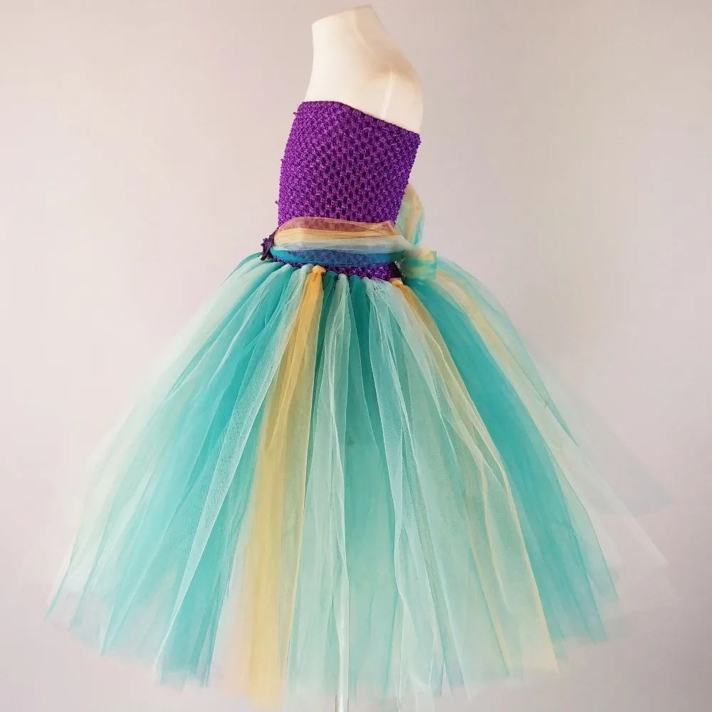 Mermaid Children Cosplay Tutu Dresses Shining Gold Tulle Cartoon Handmade Kids Girls Party Dresses Baby Clothes For Birthday