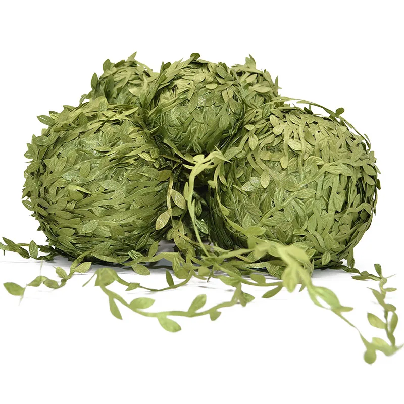 20m Silk Green Leaves Artificial String Leaf Flower Garland DIY Wreath Scrapbooking Craft Fake Leaves Home Wedding Decoration