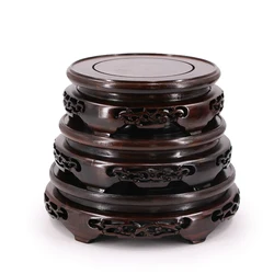 Ebony Carved Base Pierced Vase Base Brackets Stones Teapots Bonsai Flower Pots Incense Burner Buddha Mahogany Circular Base