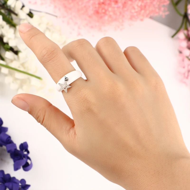 316 Stainless Steel Star Rings for Women Vintage Wedding Ceramic Ring  Midi Finger Anillos Mujer Irregular Personality Jewelry